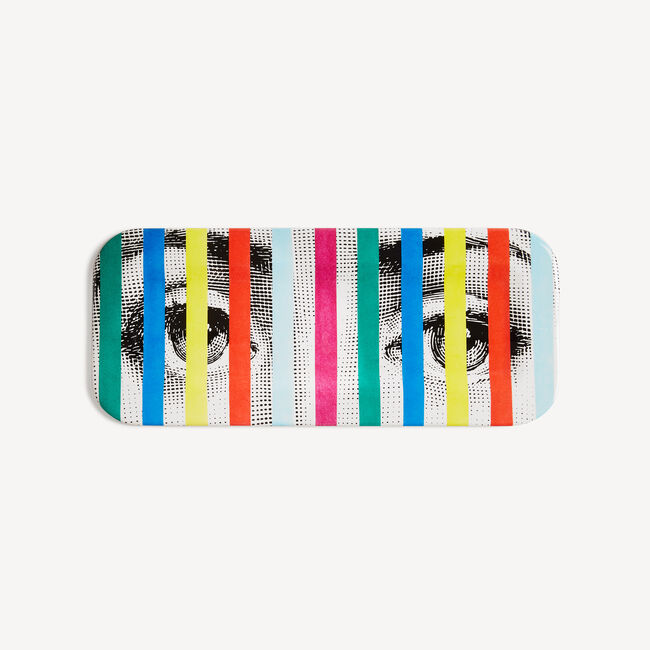 Shop Fornasetti Tray Face & Stripes In Multicolour