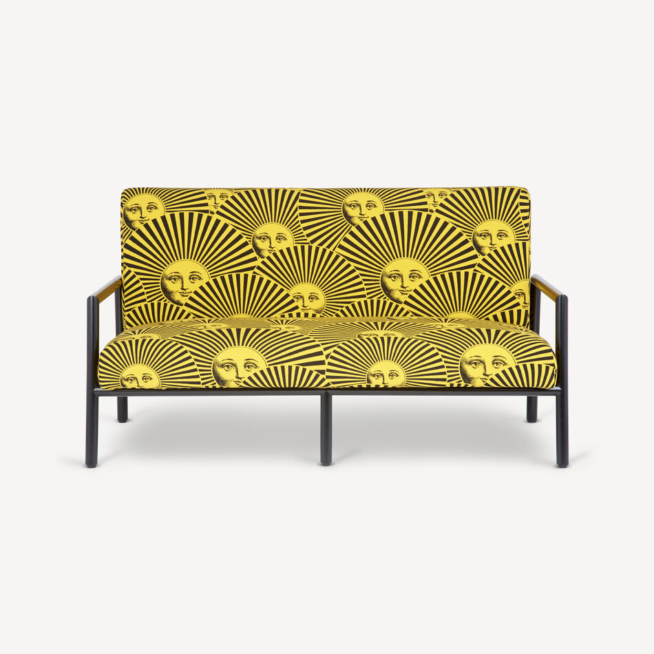 FORNASETTI Outdoor Sofa Soli a Ventaglio Yellow/Black DIV073MBEFOR22GIA