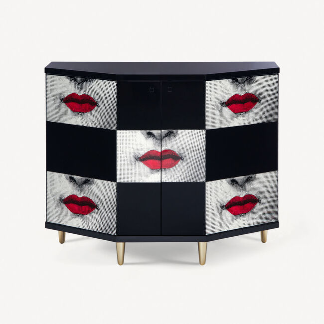 Shop Fornasetti Small Cabinet Polyhedric Kiss In White/black/red