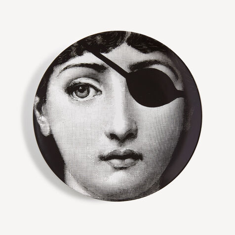 FORNASETTI Wall plate Tema e Variazioni n.8 White/Black PTV008XFOR21BIA