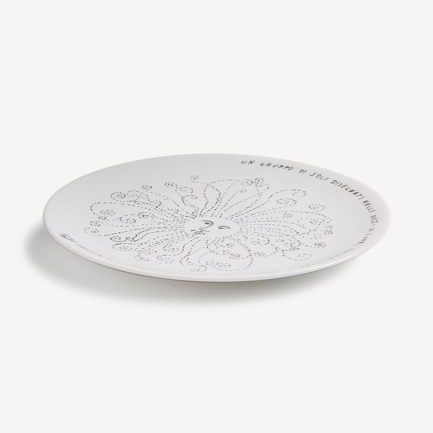 FORNASETTI Plate Solitario White/Black P11X900FOR21BIA