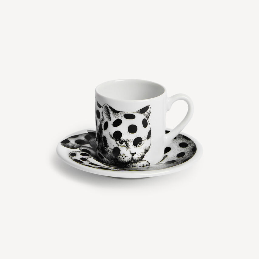 FORNASETTI Coffee cup High Fidelity A Pois White/Black P20X2895FOR25BIA