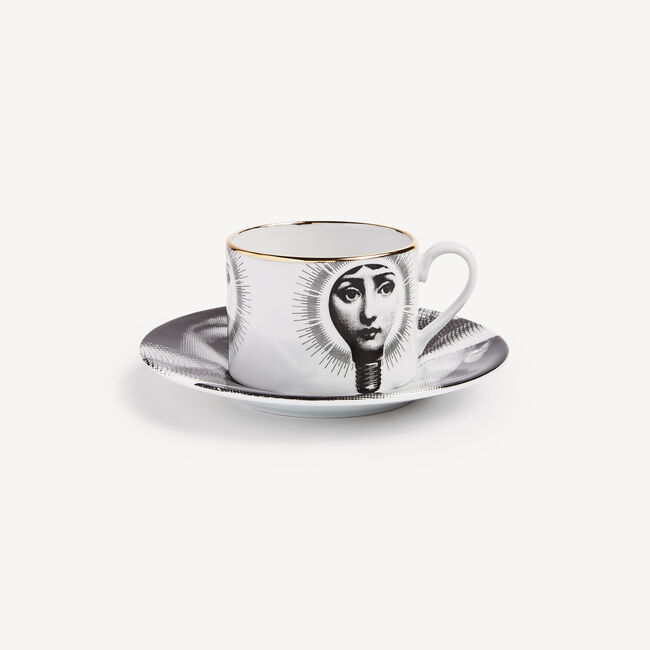 Shop Fornasetti Tea Cup Tema E Variazioni Lampadina In White/black/gold