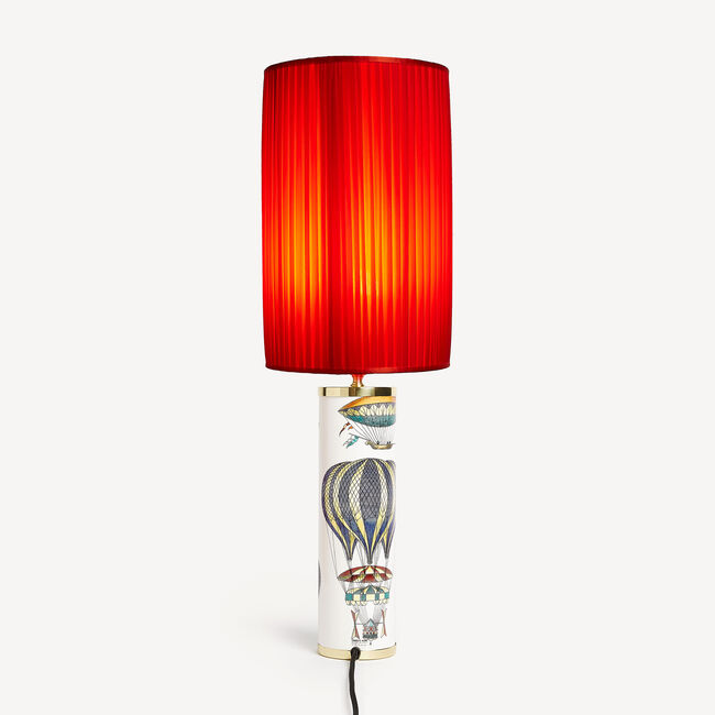 Shop Fornasetti Cylindrical Pleated Lampshade In Red