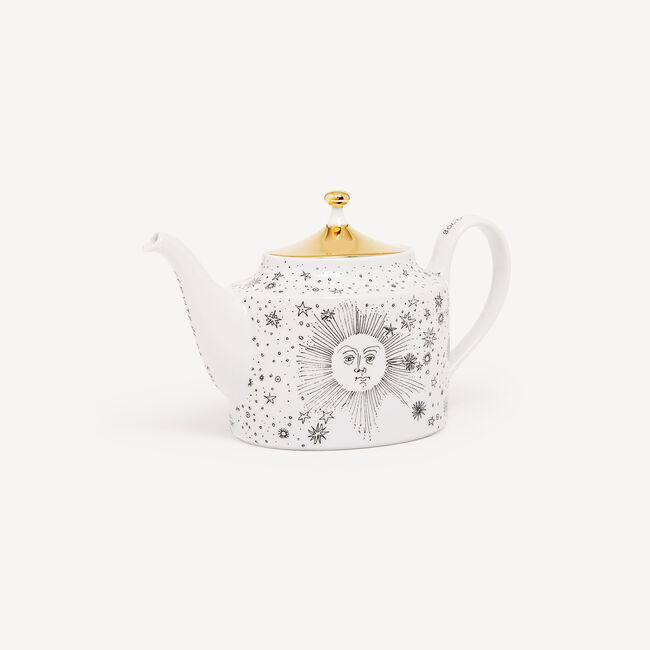 Shop Fornasetti Teapot Solitario In White/black/gold