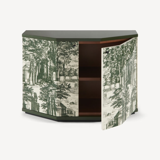 Shop Fornasetti Small Cabinet Polyhedric Giardino Settecentesco In Green/ivory