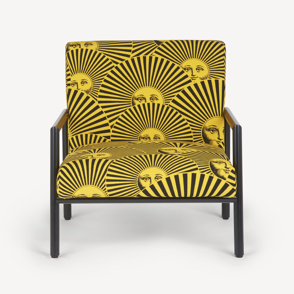 FORNASETTI Outdoor Armchair Soli a Ventaglio Yellow/Black POL073MNEFOR22GIA