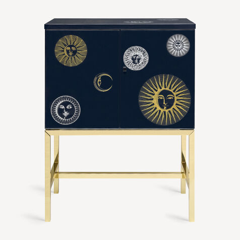 FORNASETTI Small raised cabinet Soli e Lune Gold/Silver/Blue M44Z301OFOR25BLU