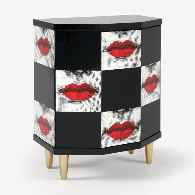 Shop Fornasetti Polyhedric Bedside Table Kiss In White/black/red