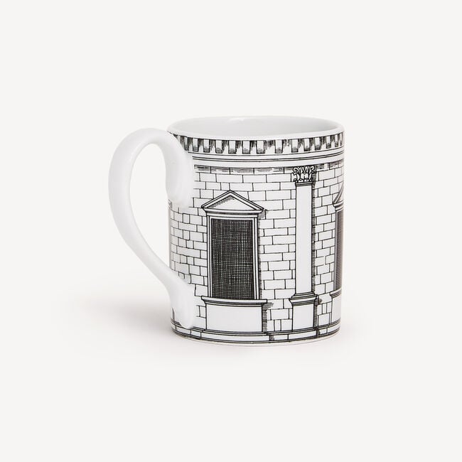 Shop Fornasetti Mug Architettura In White/black
