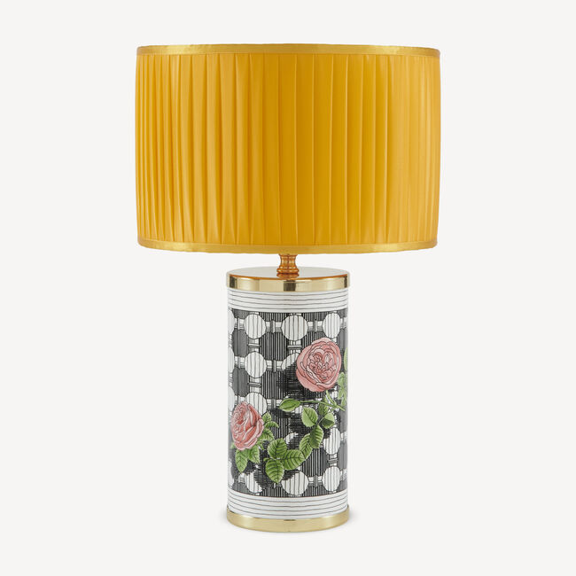 Fornasetti Semi-cylindrical Lampshade In Pleated Fabric In Yellow
