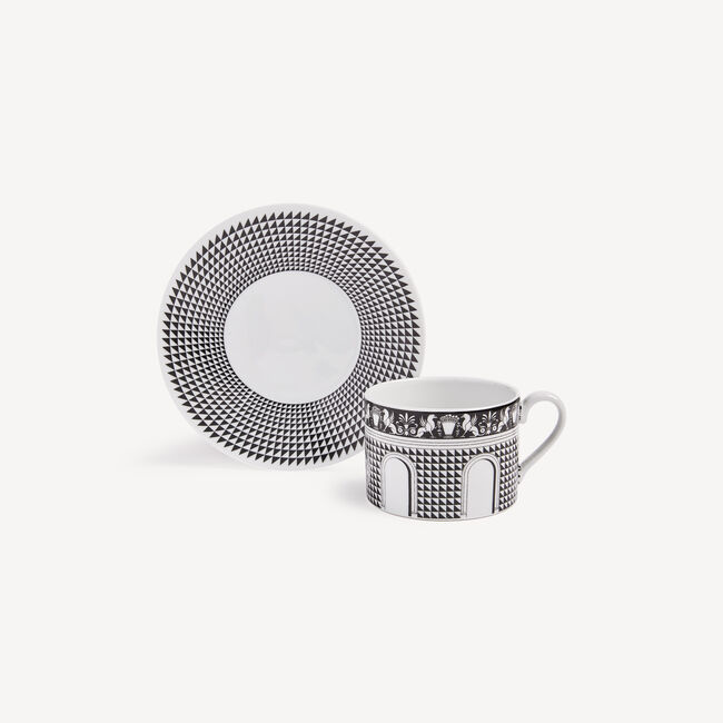 Shop Fornasetti Tea Cup Facciata Quattrocentesca In White/black