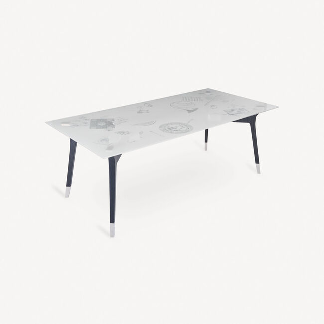 Shop Fornasetti Rectangular Table Oggetti Sparsi In White