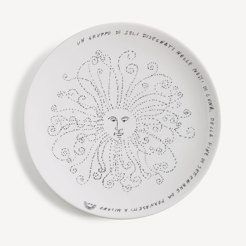 FORNASETTI Plate Solitario White/Black P11X900FOR21BIA