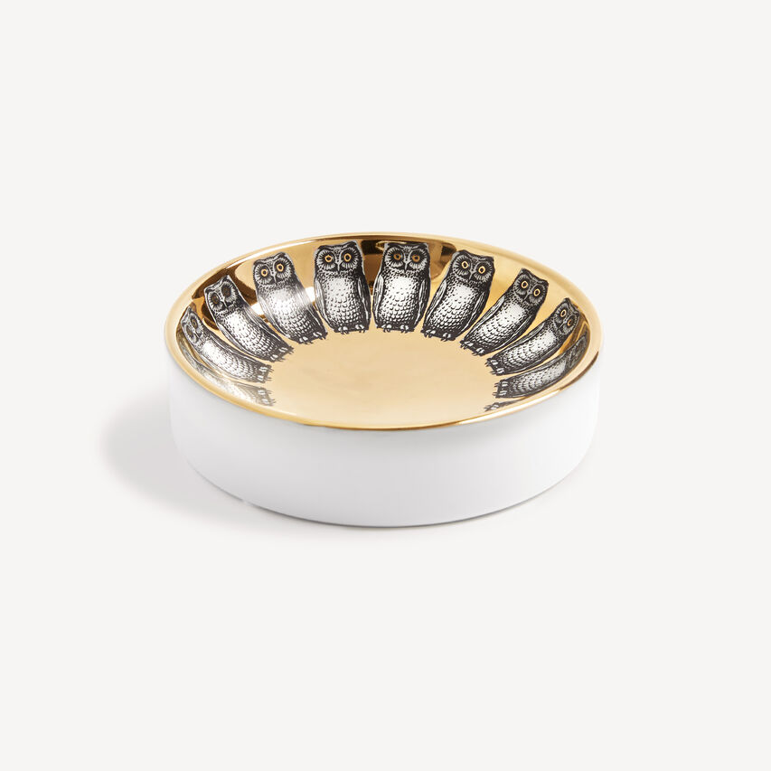 FORNASETTI Ashtray Giro di civette White/Black/Gold P23Z179FOR21ORO