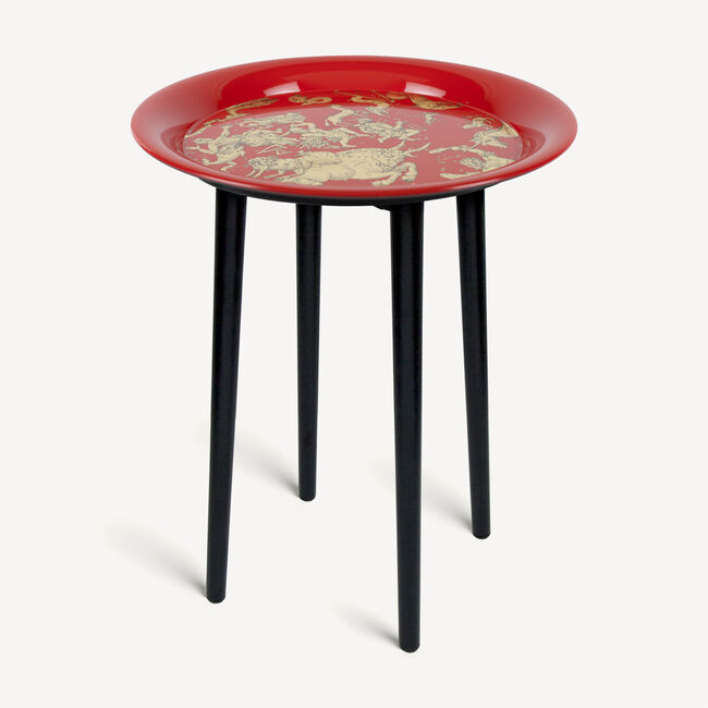 Shop Fornasetti Tray Emisfero In Gold/red