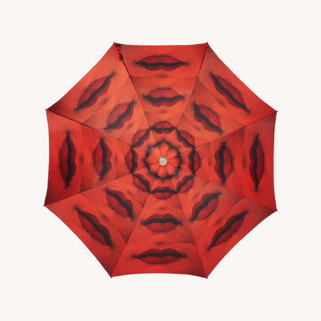 Shop Fornasetti Folding Umbrella Bocche In White/black/red