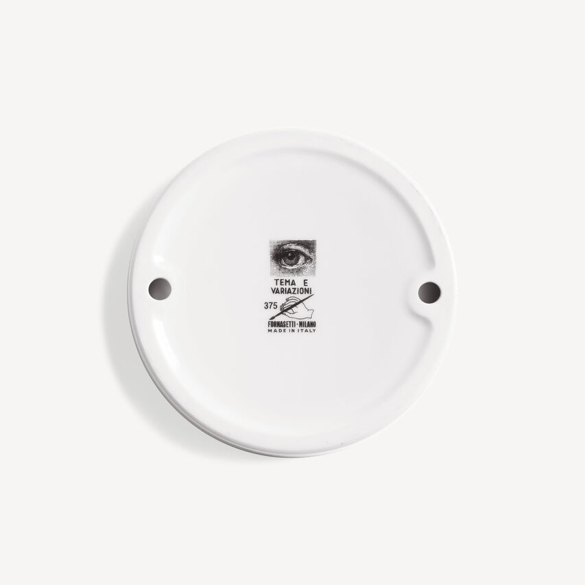 FORNASETTI Ashtray Tema e Variazioni n.375 White/Black/Gold P23Z375FOR21ORO