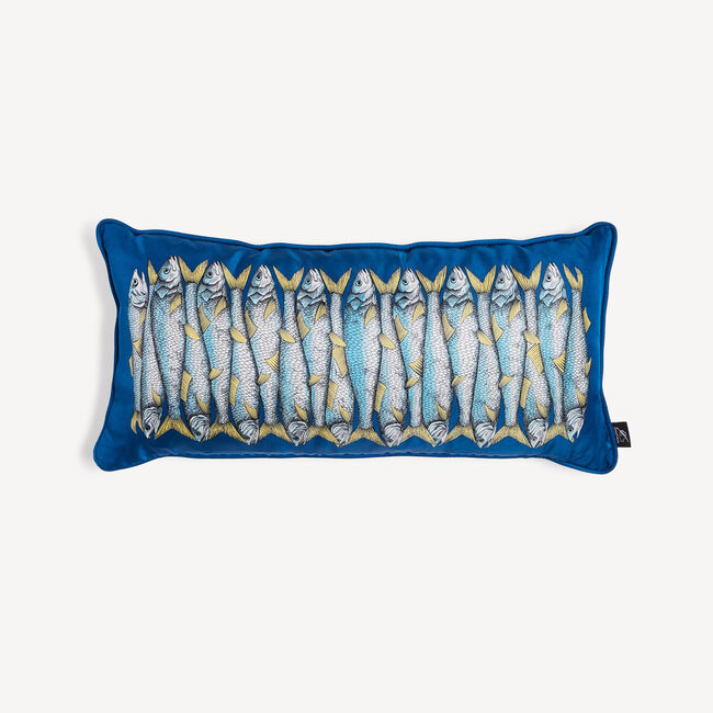 Shop Fornasetti Cushion Sardine Blue In Multicolour