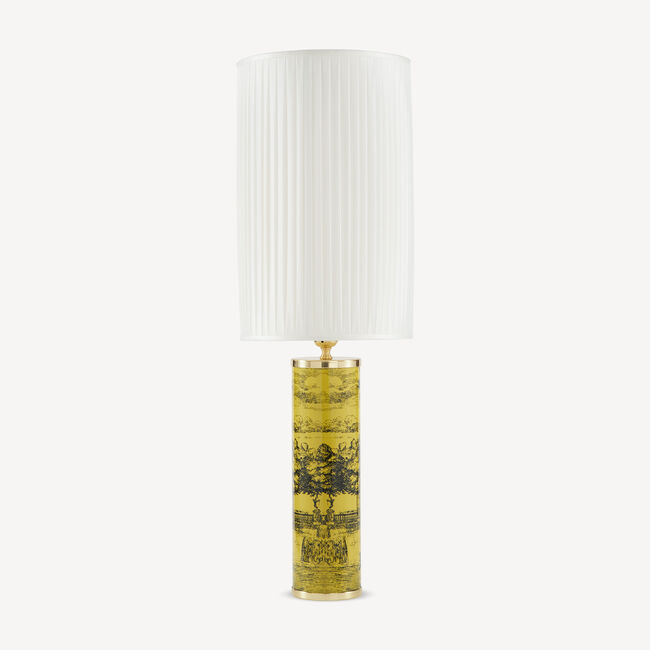 Fornasetti Cylindrical Pleated Lampshade In White