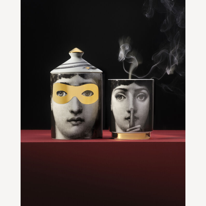 FORNASETTI Scented candle Silenzio - Fragrance Immaginazione White/Black/Gold FPXS334FOR25BIA