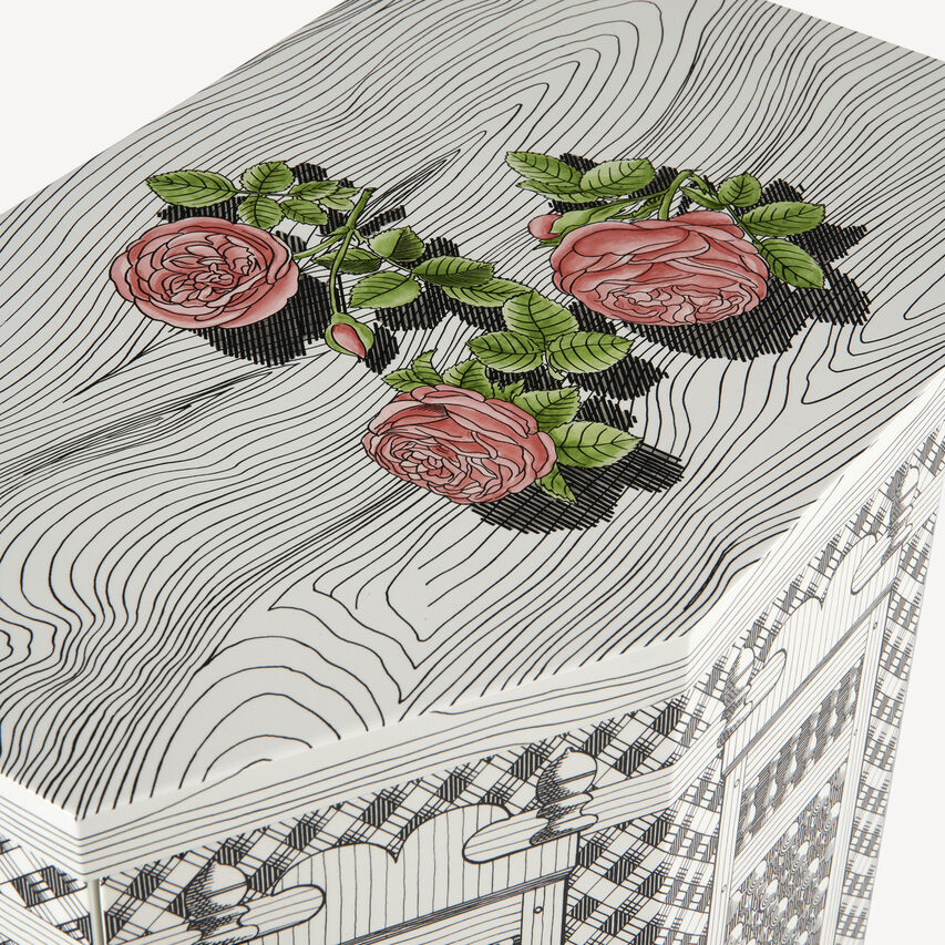 FORNASETTI Night stand polyhedric Musciarabia con rose Multicolour M48Y044POFOR23ROS