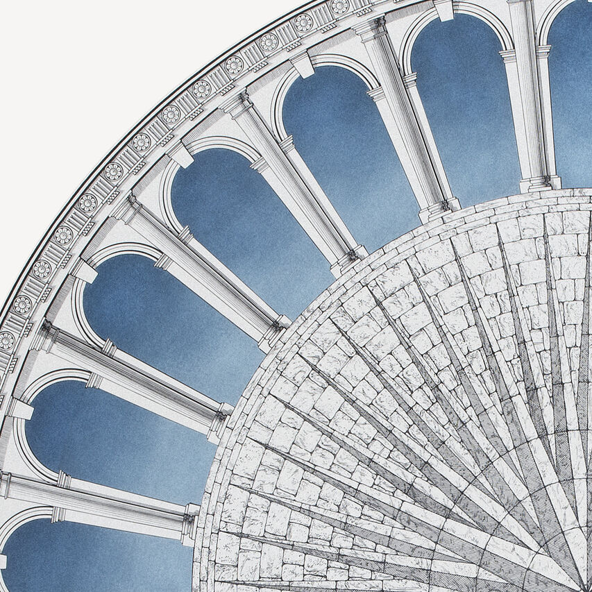 FORNASETTI Panel Architettura celeste White/Black/Light Blue C48Y417FOR21AZZ